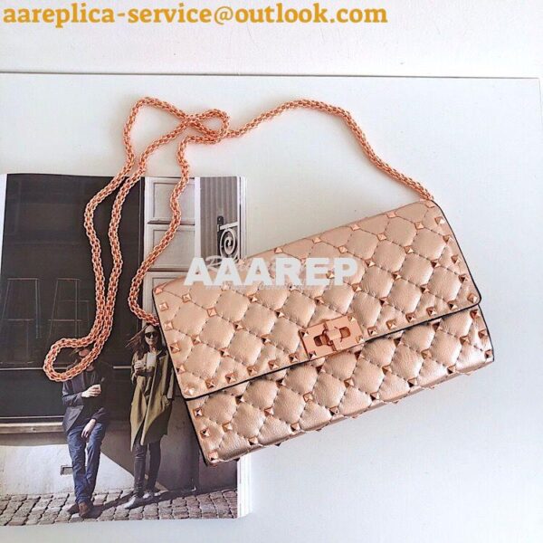 Replica Valentino Garavani Rockstud Spike Rose Gold Chain Bag Metallic 3