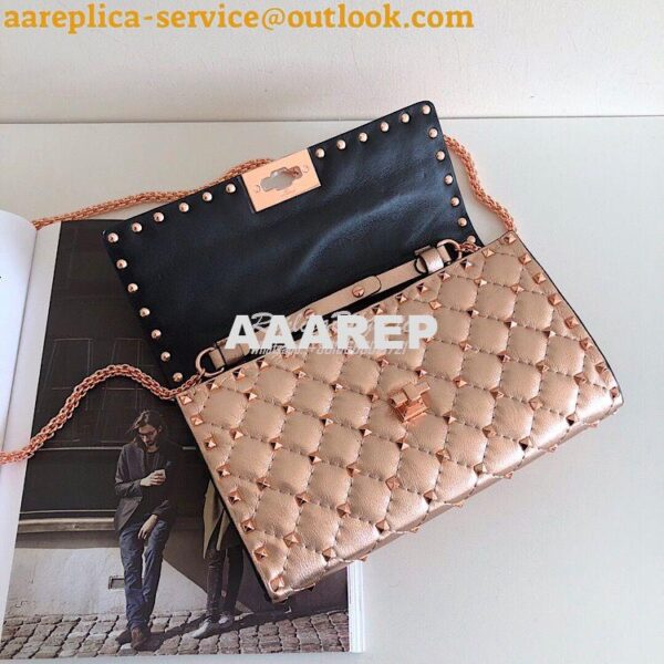 Replica Valentino Garavani Rockstud Spike Rose Gold Chain Bag Metallic 7