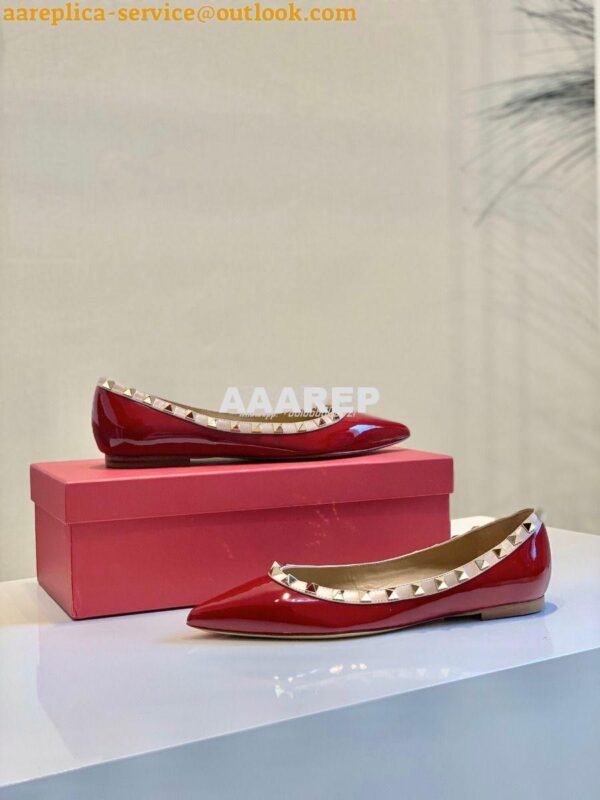 Replica Valentino Garavani Patent Rockstud Ballet Flat Wine 5