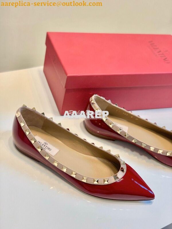 Replica Valentino Garavani Patent Rockstud Ballet Flat Wine 8