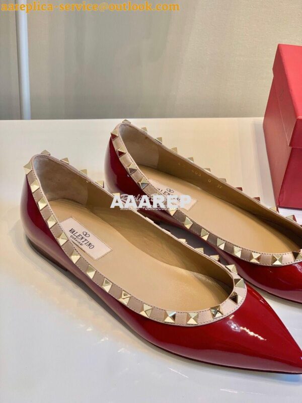 Replica Valentino Garavani Patent Rockstud Ballet Flat Wine 9