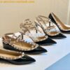 Replica Valentino Garavani Patent Rockstud Caged Ballet Flat Ivory 2