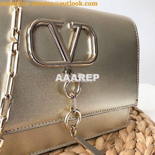 Replica Valentino Garavani Small VCASE Metallic Nappa Leather Bag Plat 4