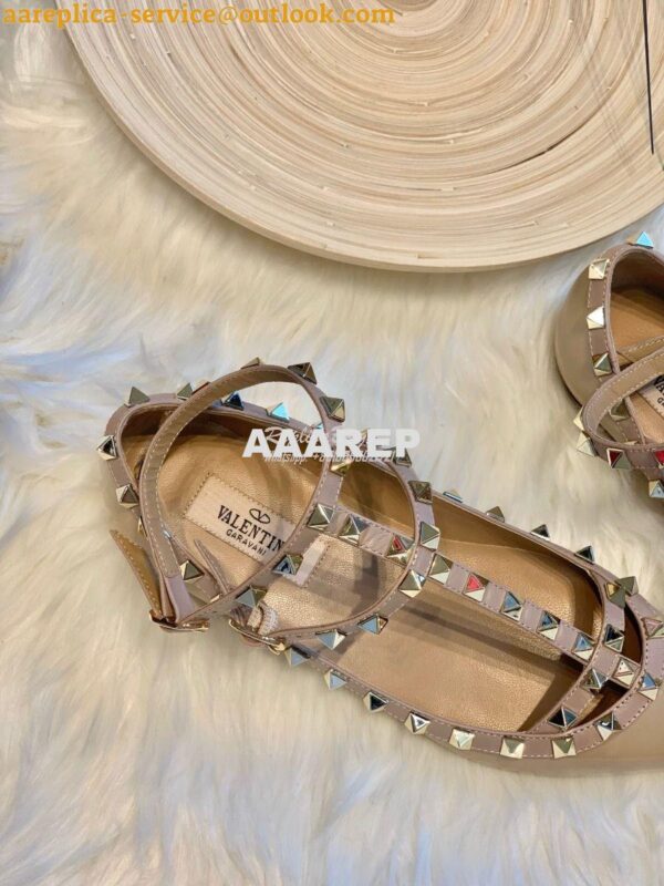 Replica Valentino Garavani Patent Rockstud Caged Ballet Flat Nude 7