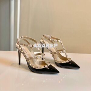 Replica Valentino Garavani Patent Rockstud Caged Pump 100mm Black