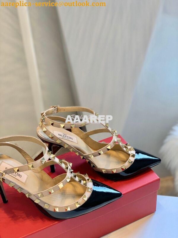 Replica Valentino Garavani Patent Rockstud Caged Pump 100mm Black 5