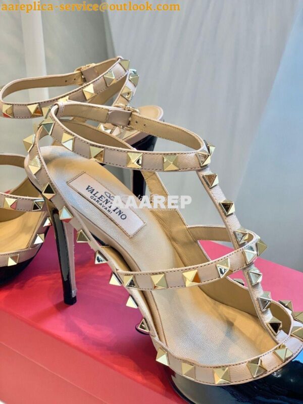 Replica Valentino Garavani Patent Rockstud Caged Pump 100mm Black 7
