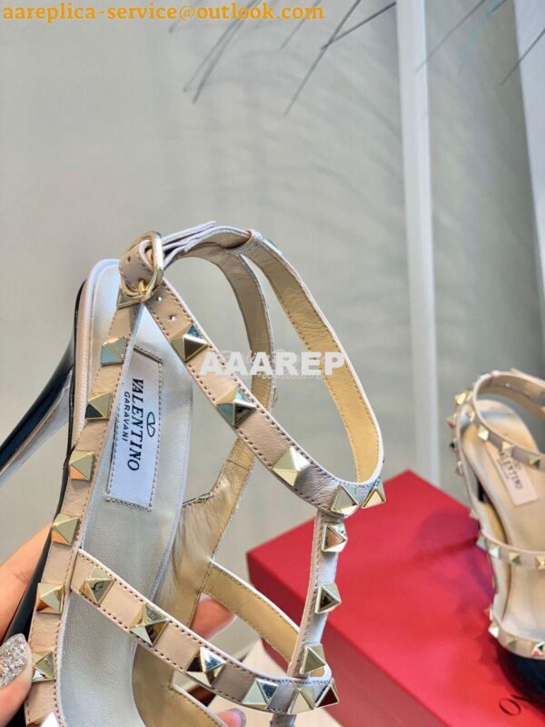Replica Valentino Garavani Patent Rockstud Caged Pump 100mm Black 8