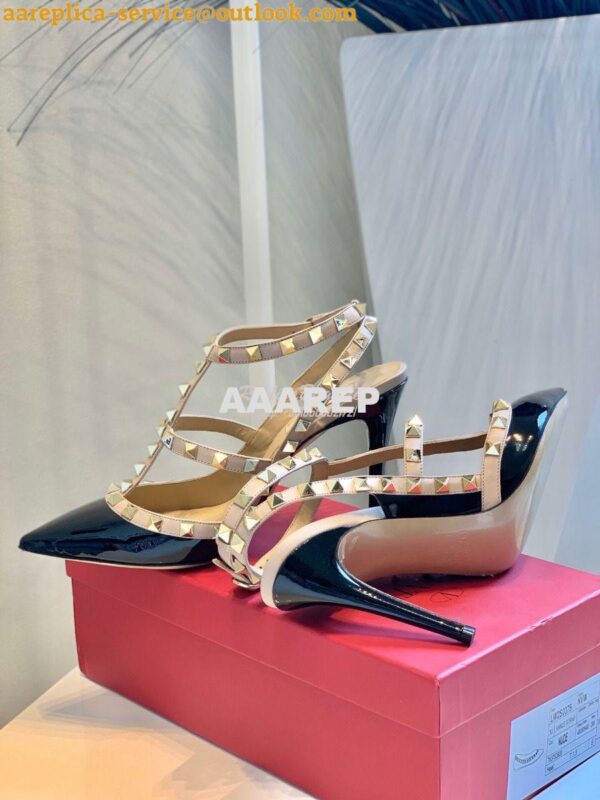 Replica Valentino Garavani Patent Rockstud Caged Pump 100mm Black 9