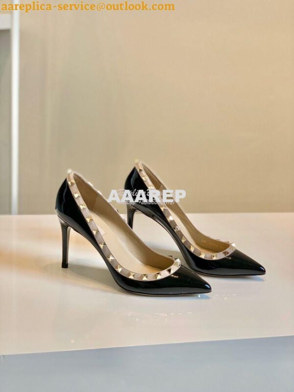 Replica Valentino Garavani Patent Rockstud Pump 85mm Black 4