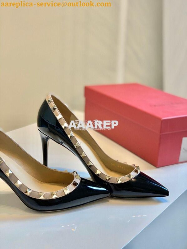 Replica Valentino Garavani Patent Rockstud Pump 85mm Black 5