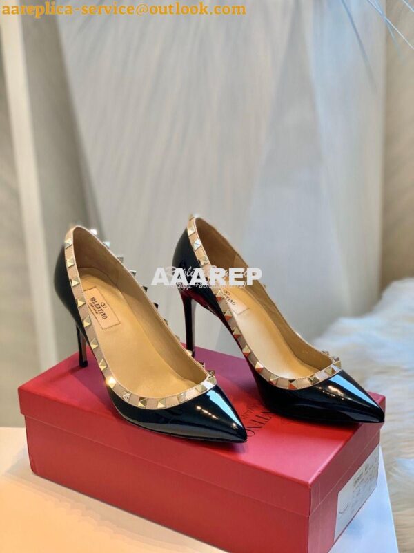 Replica Valentino Garavani Patent Rockstud Pump 85mm Black 7