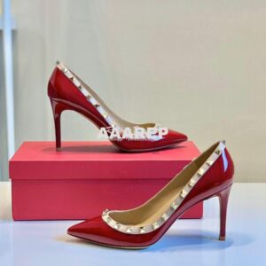 Replica Valentino Garavani Patent Rockstud Pump 85mm Wine