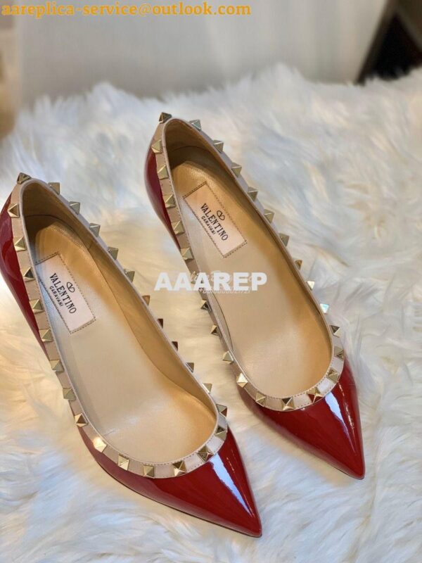 Replica Valentino Garavani Patent Rockstud Pump 85mm Wine 10