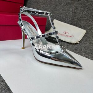 Replica Valentino Garavani Rockstud Caged Ankle Strap Mirror-effect Pu