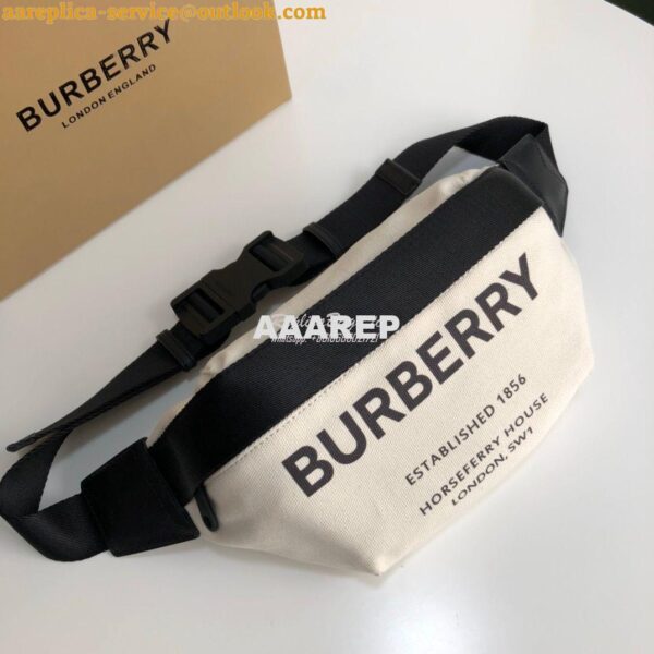 Replica Burberry Medium Horseferry Print Cotton Canvas Bum Bag Natural 3