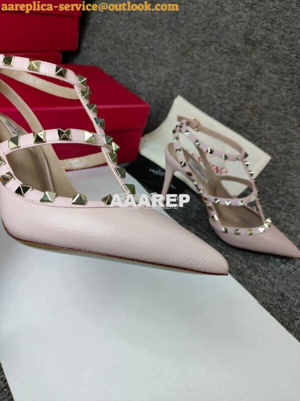 Replica Valentino Garavani Rockstud Caged Ankle Strap pump in Grainy c 7