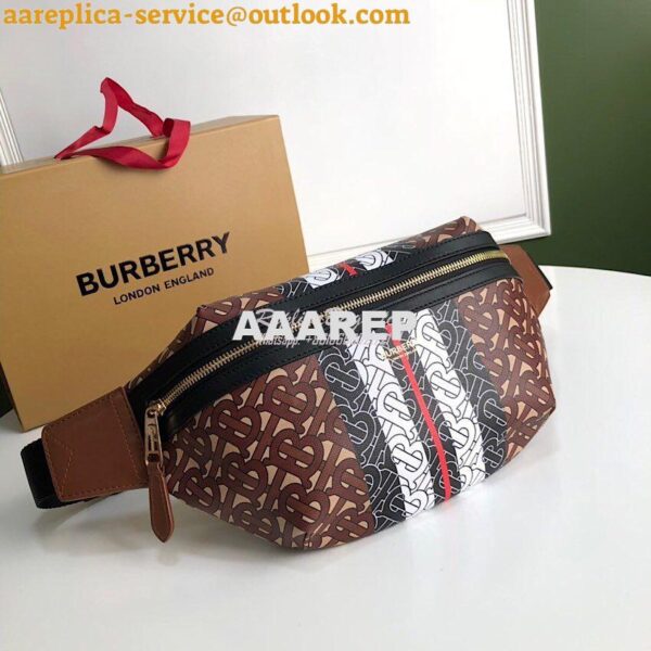 Replica Burberry Medium Monogram Stripe E-canvas Bum Bag 80172121 Brow 4