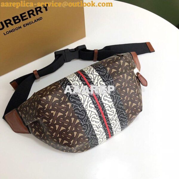 Replica Burberry Medium Monogram Stripe E-canvas Bum Bag 80172122 Brow