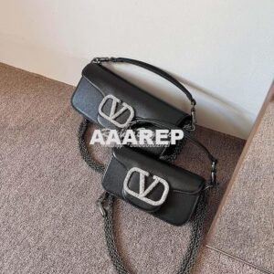 Replica Valentino Locò Shoulder Bag With Jewel Logo WB0K53 Black