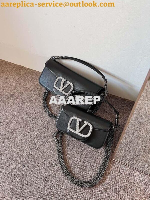 Replica Valentino Locò Shoulder Bag With Jewel Logo WB0K53 Black 3