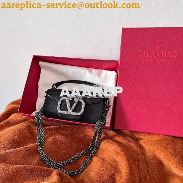 Replica Valentino Locò Shoulder Bag With Jewel Logo WB0K53 Black 2