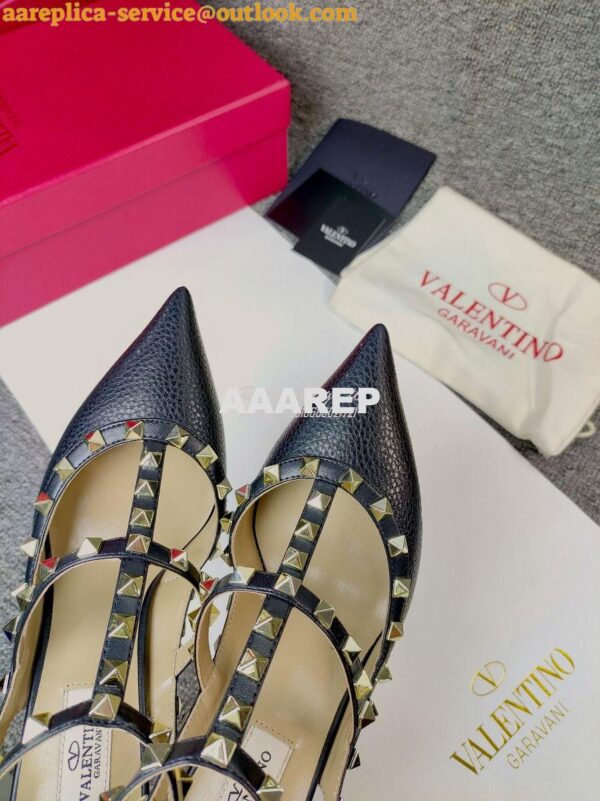 Replica Valentino Garavani Rockstud Caged Ankle Strap pump in Grainy c 8