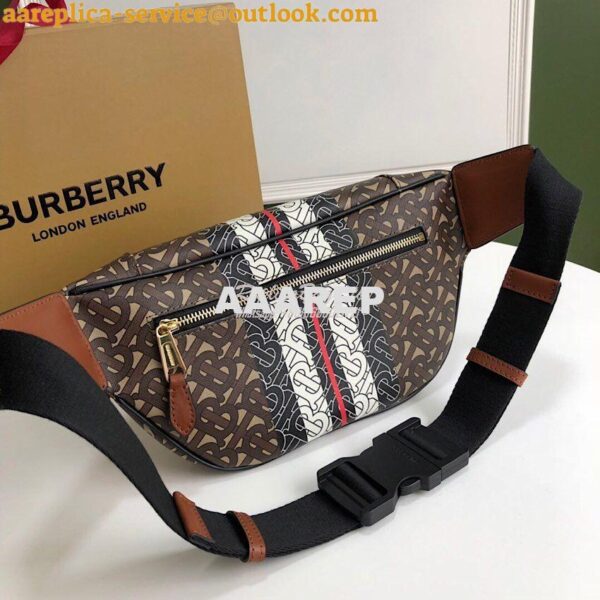 Replica Burberry Medium Monogram Stripe E-canvas Bum Bag 80172122 Brow 3