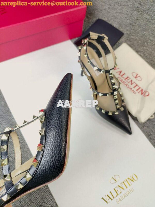 Replica Valentino Garavani Rockstud Caged Ankle Strap pump in Grainy c 9