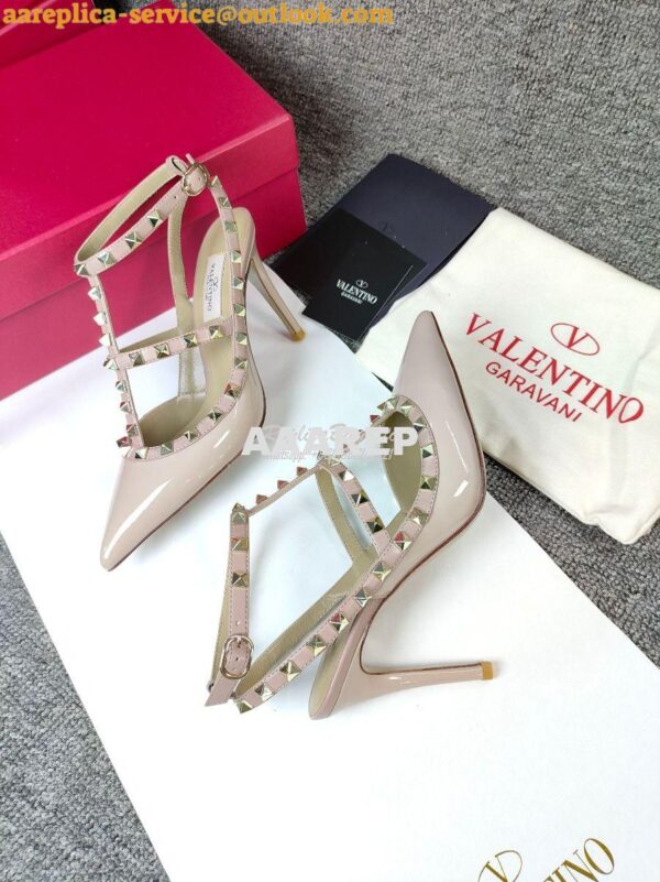 Replica Valentino Garavani Rockstud Caged Ankle Strap pump in Patent l 5