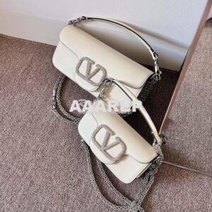 Replica Valentino Locò Shoulder Bag With Jewel Logo WB0K53 Ivory