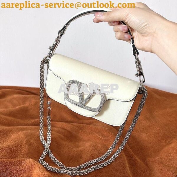 Replica Valentino Locò Shoulder Bag With Jewel Logo WB0K53 Ivory 4