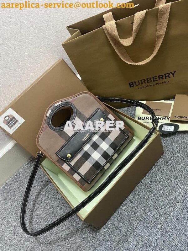 Replica Burberry Mini Dark Birch Brown E-canvas Pocket Bag 80146151 3