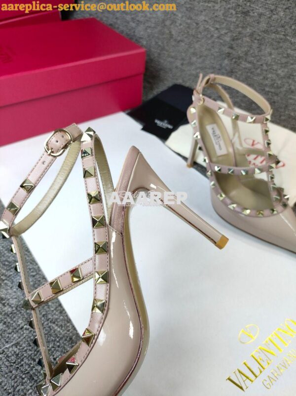 Replica Valentino Garavani Rockstud Caged Ankle Strap pump in Patent l 10