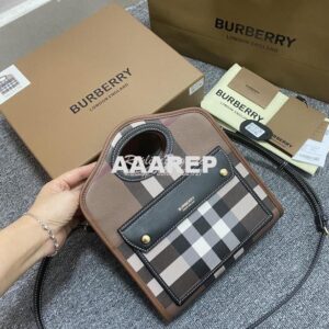 Replica Burberry Mini Dark Birch Brown E-canvas Pocket Bag 80146151 2