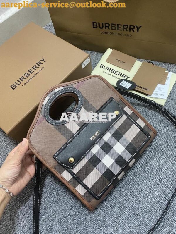 Replica Burberry Mini Dark Birch Brown E-canvas Pocket Bag 80146151 3