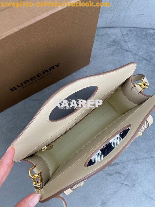 Replica Burberry Mini Check Cotton and Leather Pocket Bag Beige 802806 8