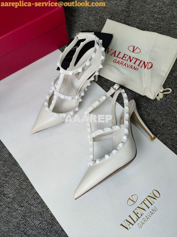 Replica Valentino Garavani Rockstud Caged Ankle Strap TONAL STUDS pump 5