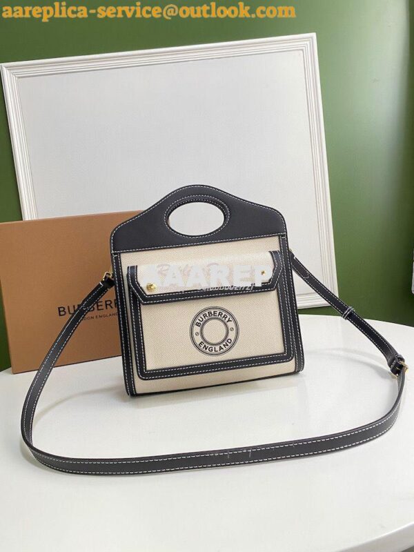 Replica Burberry Mini Logo Graphic Canvas and Leather Pocket Bag Natur