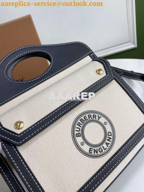 Replica Burberry Mini Logo Graphic Canvas and Leather Pocket Bag Natur 6