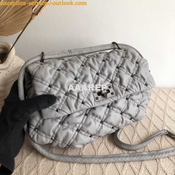 Replica Valentino Medium Nappa Spikeme Shoulder Bag VW2B0H78 Grey 3