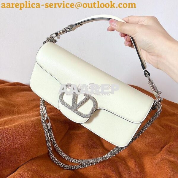 Replica Valentino Locò Shoulder Bag With Jewel Logo WB0K53 Ivory 13