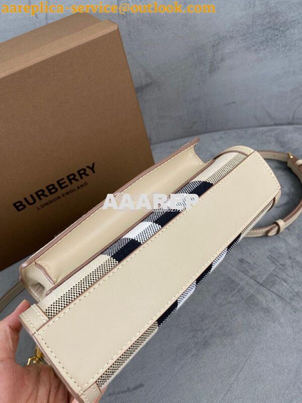 Replica Burberry Mini Check Cotton and Leather Pocket Bag Beige 802806 13