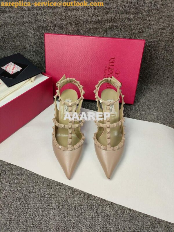 Replica Valentino Garavani Rockstud Caged Ankle Strap TONAL STUDS pump 4