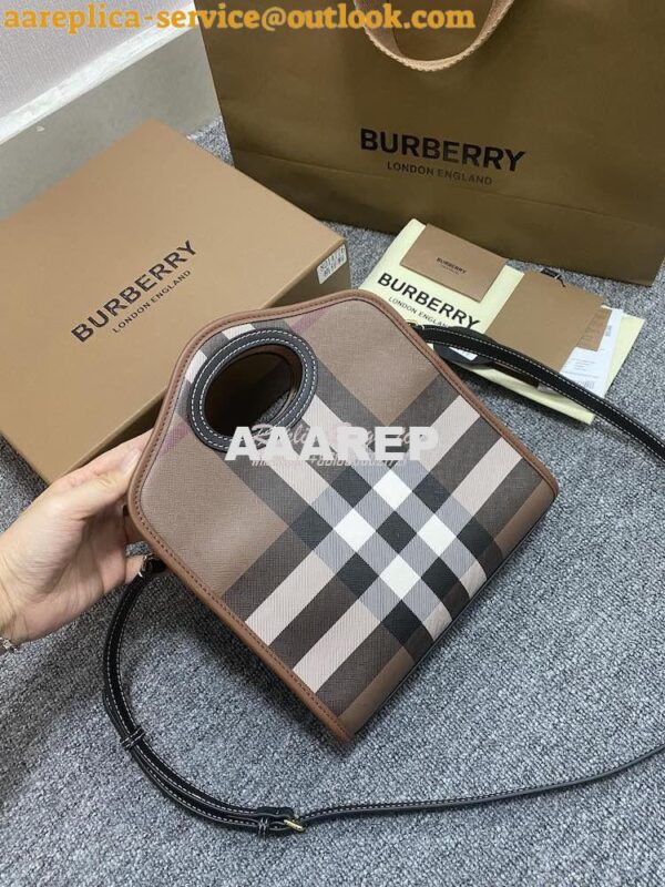 Replica Burberry Mini Dark Birch Brown E-canvas Pocket Bag 80146151 12