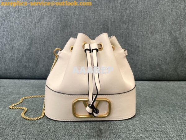 Replica Valentino Mini Bucket Bag In Nappa Leather with VLogo Signatur