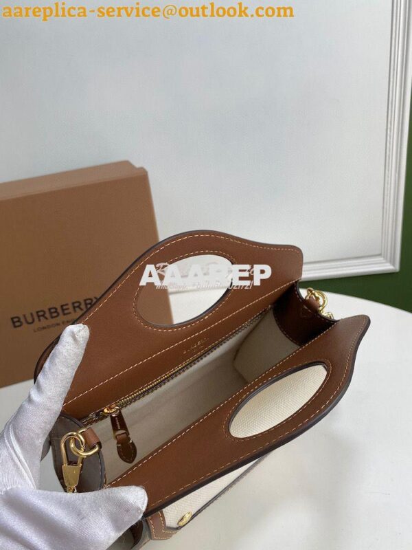 Replica Burberry Mini Logo Graphic Canvas and Leather Pocket Bag Natur 6