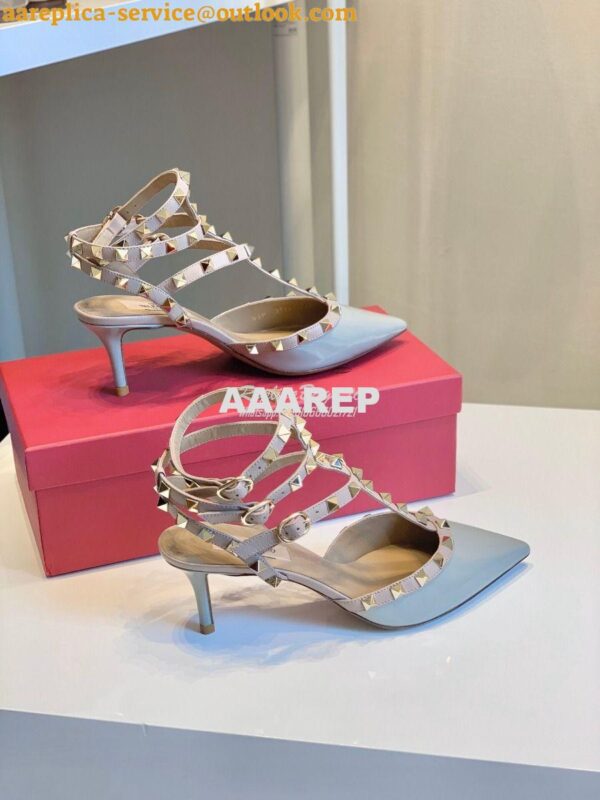 Replica Valentino Garavani Rockstud Caged Pump 65mm BabyBlue 4