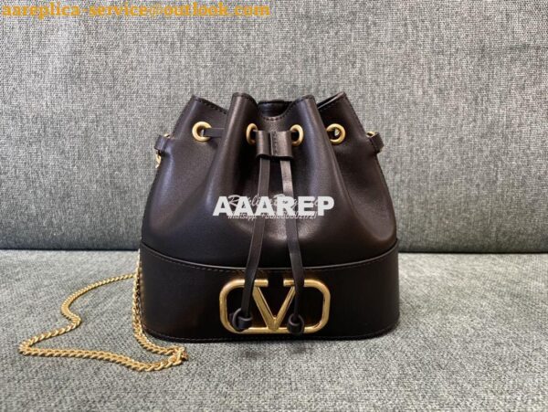 Replica Valentino Mini Bucket Bag In Nappa Leather with VLogo Signatur