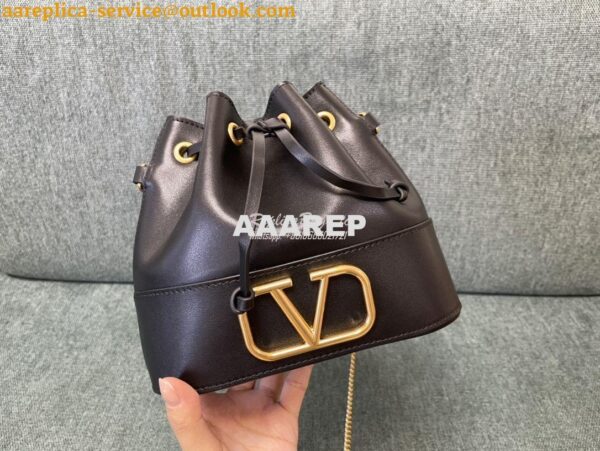 Replica Valentino Mini Bucket Bag In Nappa Leather with VLogo Signatur 5